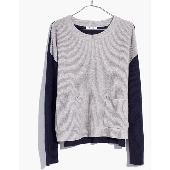 Madewell Patch Pocket Pullover Sweater in Colorblock SZ 2X - Picture 1 of 7